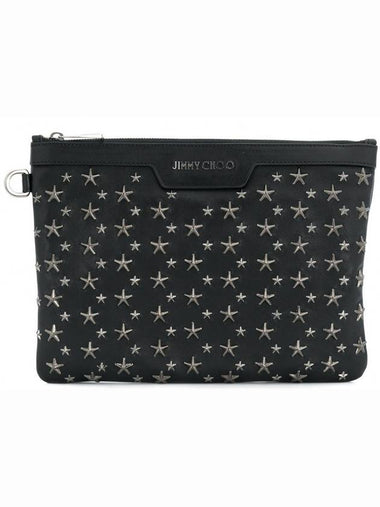 DEREK BLS Black Small Gunmetal Clutch - JIMMY CHOO - BALAAN 1