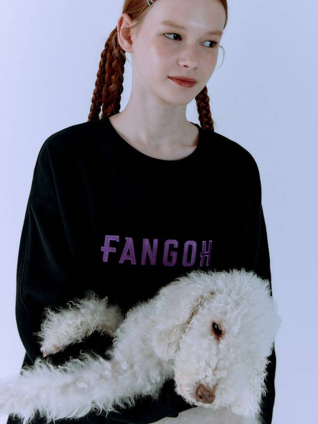 F logo embroidered crew neck sweatshirt Black - FANGOH - BALAAN 4