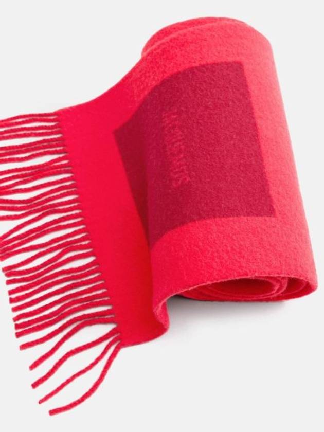 Logo Detail Fringe Muffler Red - JACQUEMUS - BALAAN 4