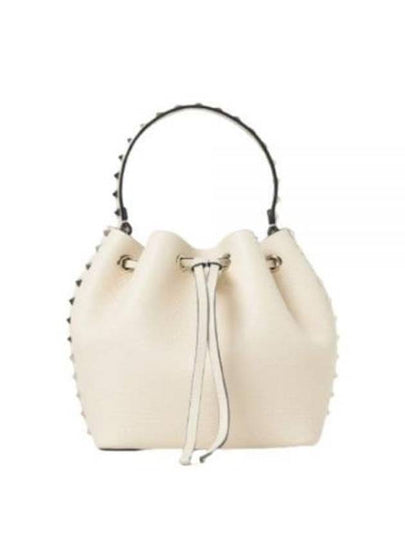 Rockstud Drawstring Bucket Bag White - VALENTINO - BALAAN 2