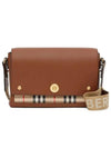 Leather and Vintage Check Note Crossbody Bag Tan - BURBERRY - BALAAN 3