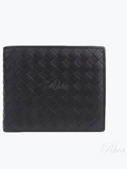 Intrecciato Calf Leather Half Wallet Black - BOTTEGA VENETA - BALAAN 2