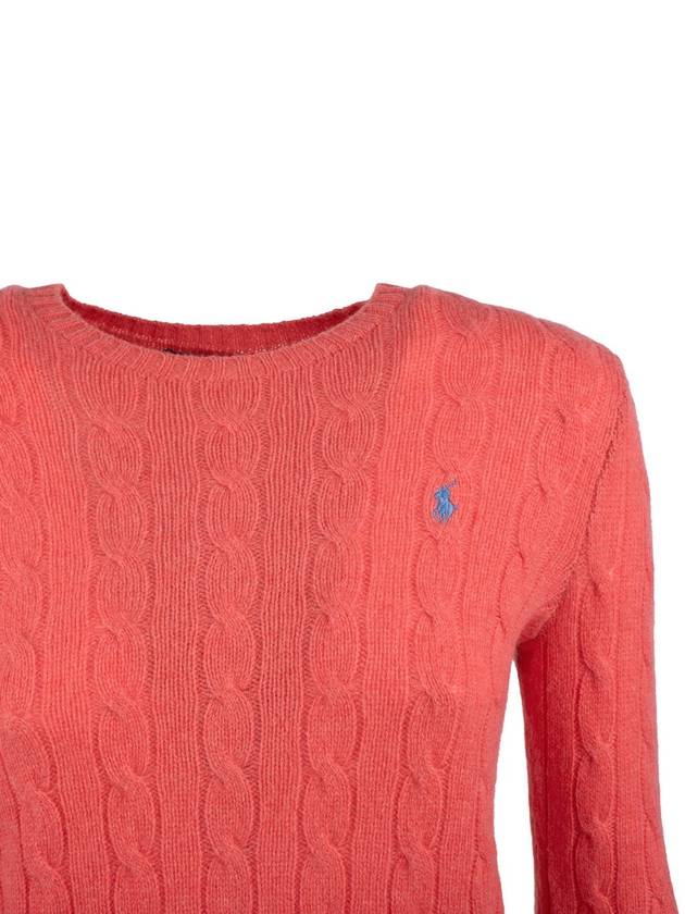 Ralph Lauren Coral Wool And Cashmere Cable-Knit Sweater - RALPH LAUREN - BALAAN 3