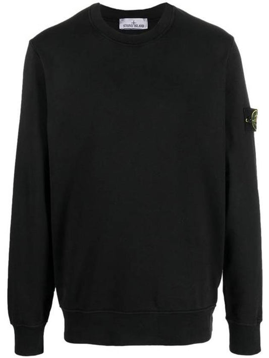 Cotton Fleece Garment Dyed Sweatshirt Black - STONE ISLAND - BALAAN.