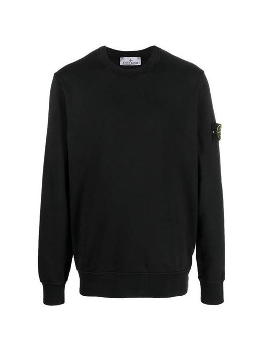 Cotton Fleece Garment Dyed Sweatshirt Black - STONE ISLAND - BALAAN 1