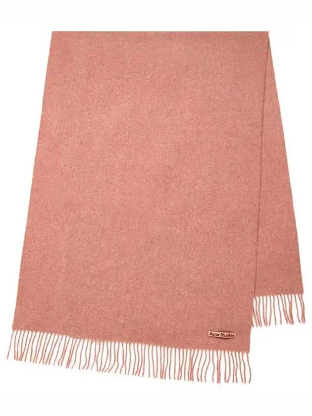 Logo Wool Fringe Scarf Rose Melange - ACNE STUDIOS - BALAAN 3