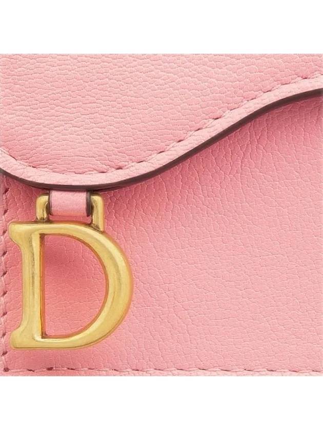 Saddle Bloom Goatskin Flap Card Wallet Light Pink - DIOR - BALAAN 6