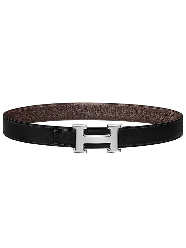 H Buckle Reversible 32mm Leather Belt Black Chocolate - HERMES - BALAAN 2