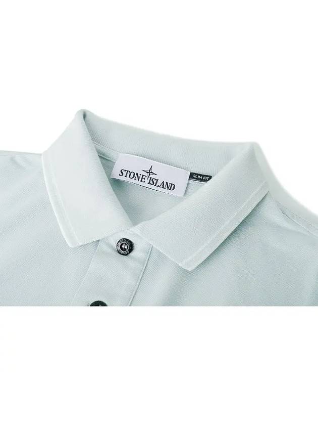 Organic Cotton Elastane Polo Shirt Sky Blue - STONE ISLAND - BALAAN 4