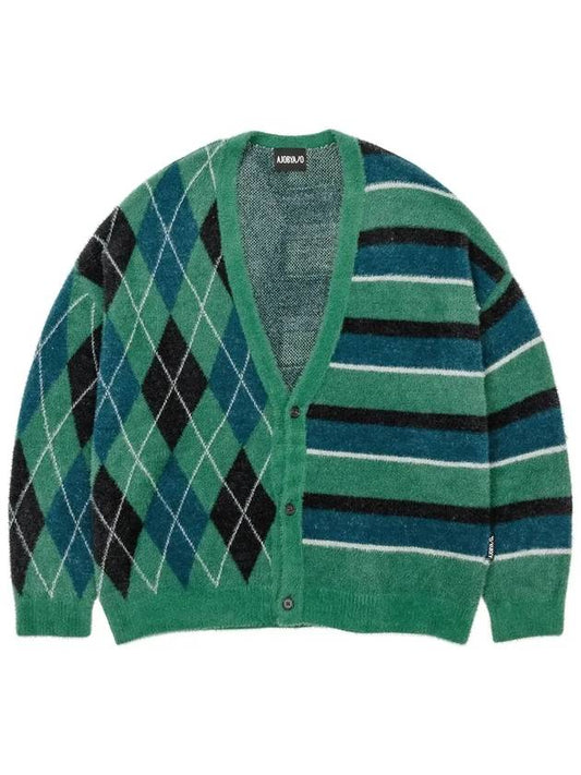 Argyle Stripe Mixed Cardigan Green - AJOBYAJO - BALAAN 2