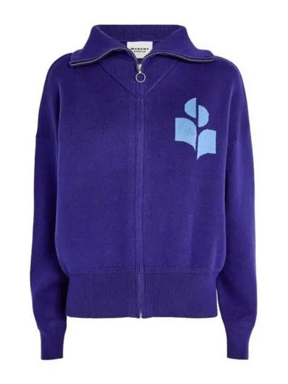 Logo High Neck Knit Zip-Up Cardigan Blue - ISABEL MARANT - BALAAN 2