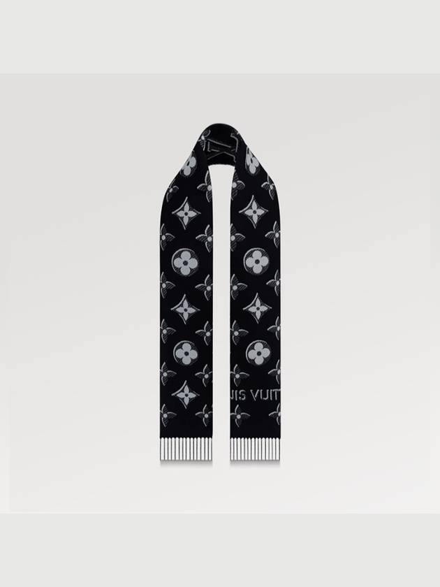 LV Essential Monogram Shine Wool Scarf Black - LOUIS VUITTON - BALAAN 3