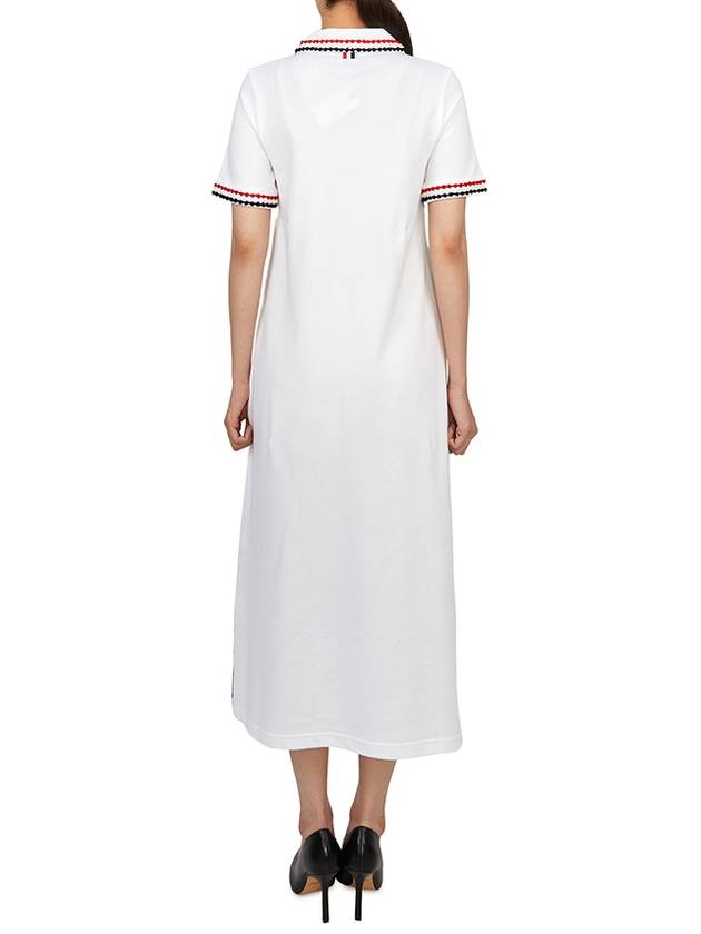 RWB Trimmed Polo Cotton Midi Dress White - THOM BROWNE - BALAAN 4