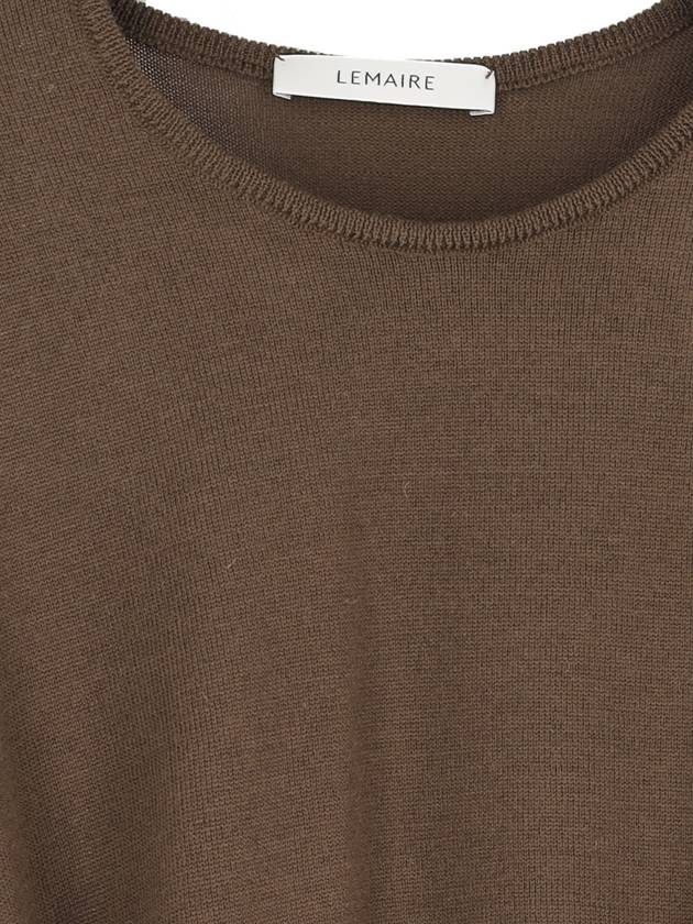 Trompe L'oeil Crew Neck Knit Top Brown - LEMAIRE - BALAAN 4