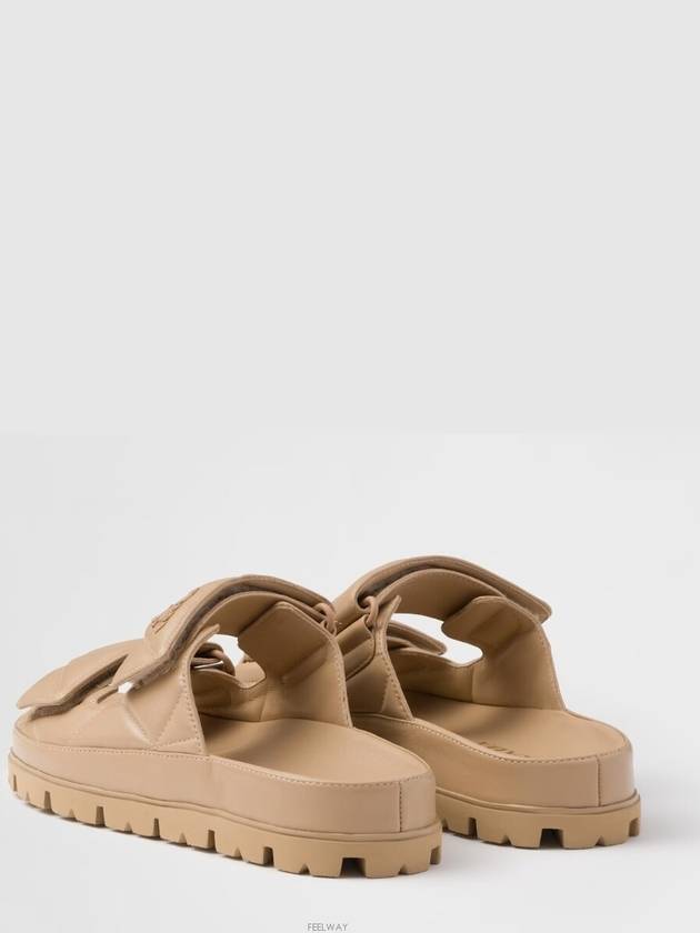 Nappa Leather Slippers Beige - PRADA - BALAAN 5