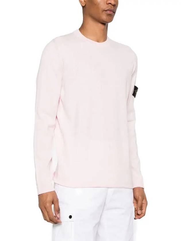 Raw Hand Cotton Crewneck Knit Top Pink - STONE ISLAND - BALAAN 4