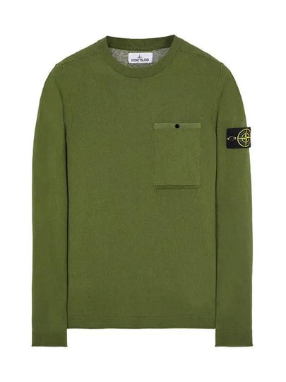 Wappen Patch Low Pocket Knit Top Olive - STONE ISLAND - BALAAN 2