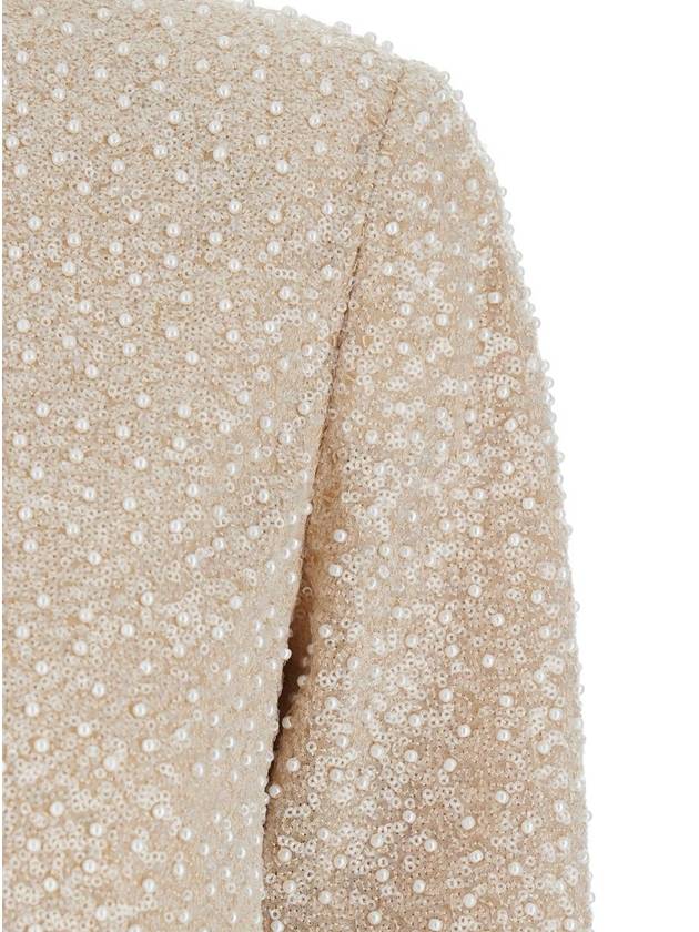 Beige Sequin Jacket With All-Over Fau-Pearl Embellishments In Tech Fabric Woman - TWINSET - BALAAN 3