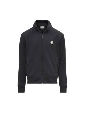 Chest logo patch stud zip-up track jacket black men's jacket 197017 - MONCLER - BALAAN 1