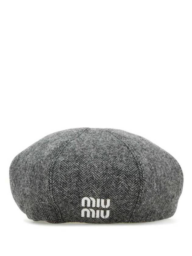 Wool Chevron Beret Black - MIU MIU - BALAAN 3