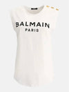 logo gold button sleeveless white - BALMAIN - BALAAN.