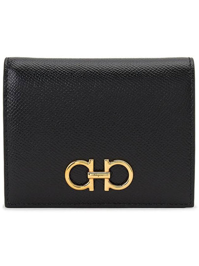 Gancini Compact Half Wallet Black - SALVATORE FERRAGAMO - BALAAN 2