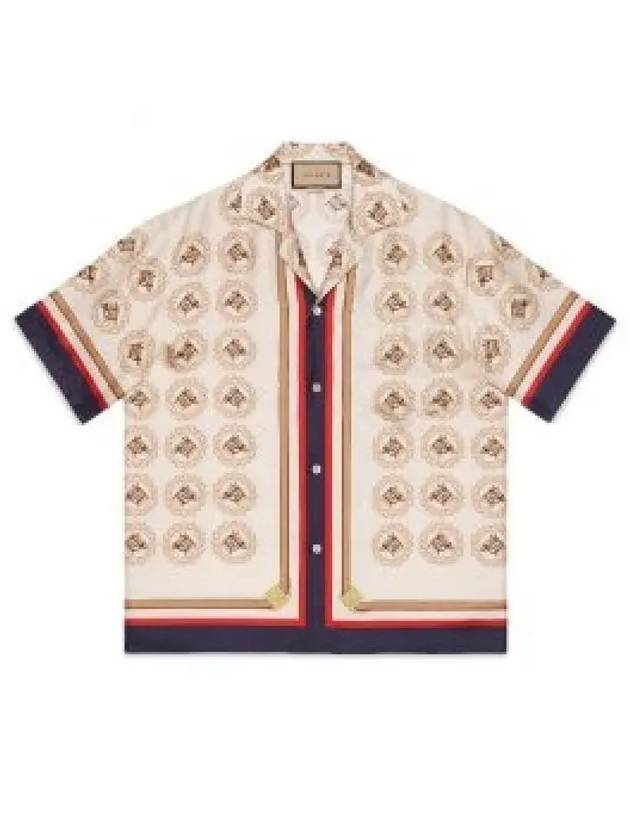 Silk Twill Equestrian Print Shirt Ivory Gold - GUCCI - BALAAN 2