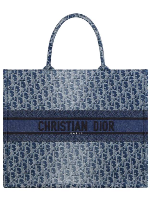 Logo Oblique Jacquard Large Book Tote Bag Blue - DIOR - BALAAN 1