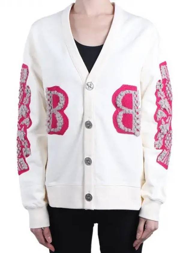 Women's Cashmere B Logo Cardigan Ivory - BARRIE - BALAAN 2