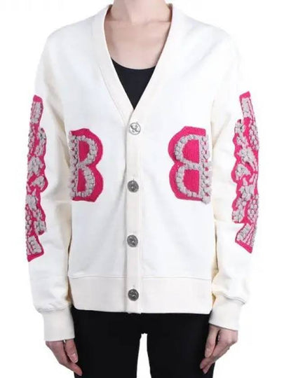 Women's Cashmere B Logo Cardigan Ivory - BARRIE - BALAAN 2