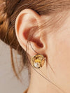 Leaf Freshwater Pearl Earring Gold - SOSOO - BALAAN 1