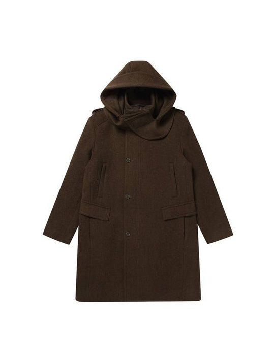 Men's Angora Blended Detachable Hooded Coat Dark Brown SW23ICCO04DB - SOLEW - BALAAN 1