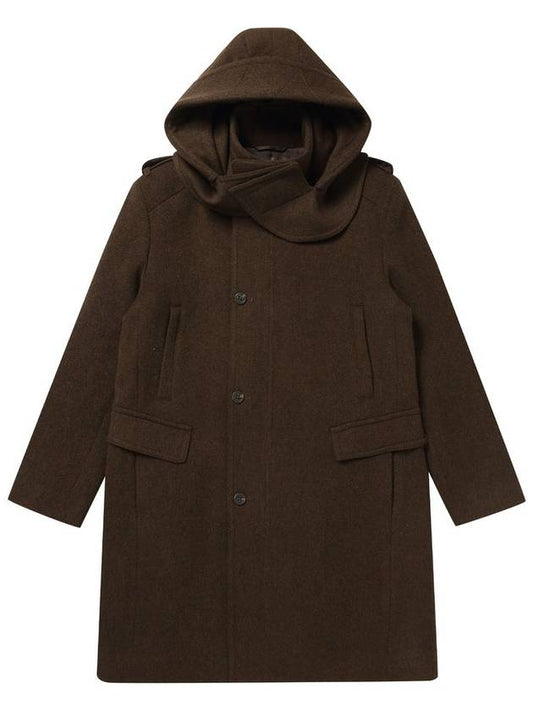 Men's Angora Blended Detachable Hooded Coat Dark Brown SW23ICCO04DB - SOLEW - BALAAN 2