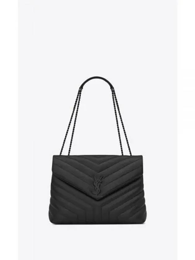 Black Monogram Loulou Matelasse Y Leather Medium Shoulder Bag Black - SAINT LAURENT - BALAAN 2