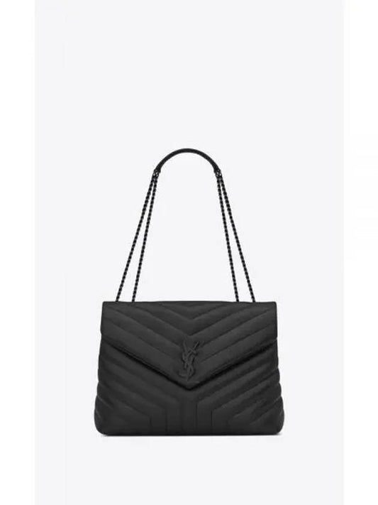 Black Monogram Loulou Matelasse Y Leather Medium Shoulder Bag Black - SAINT LAURENT - BALAAN 2