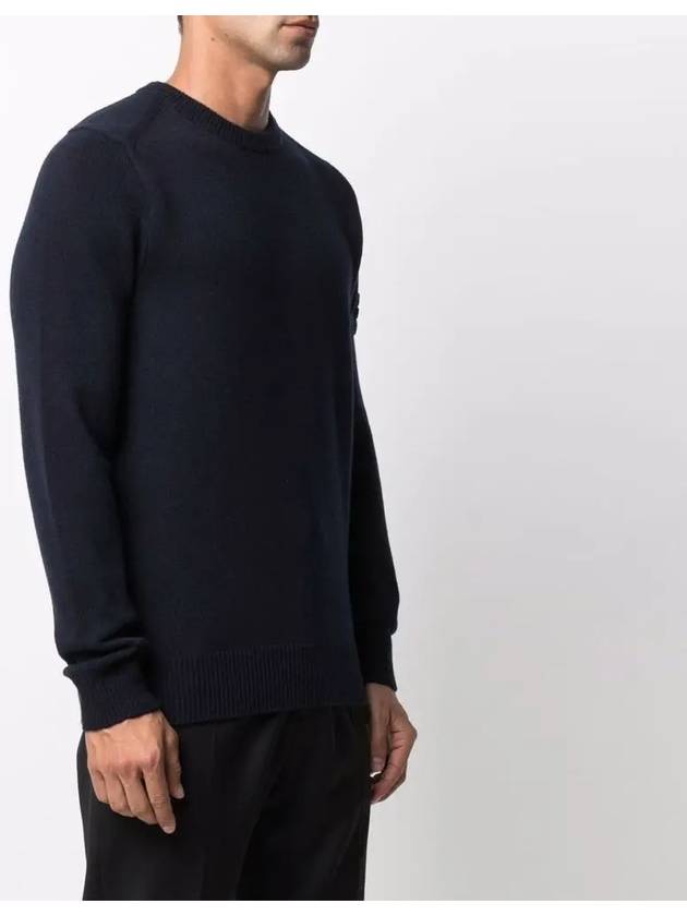 Men's Waffen Patch Round Neck Knit Top Navy - STONE ISLAND - BALAAN 4