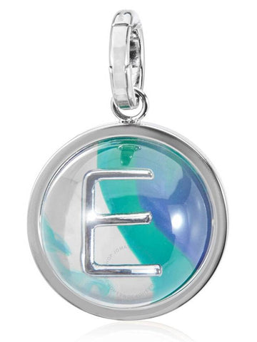 Burberry Marbled Resin 'E' Alphabet Charm in Palladium/Ocean Blue - BURBERRY - BALAAN 1