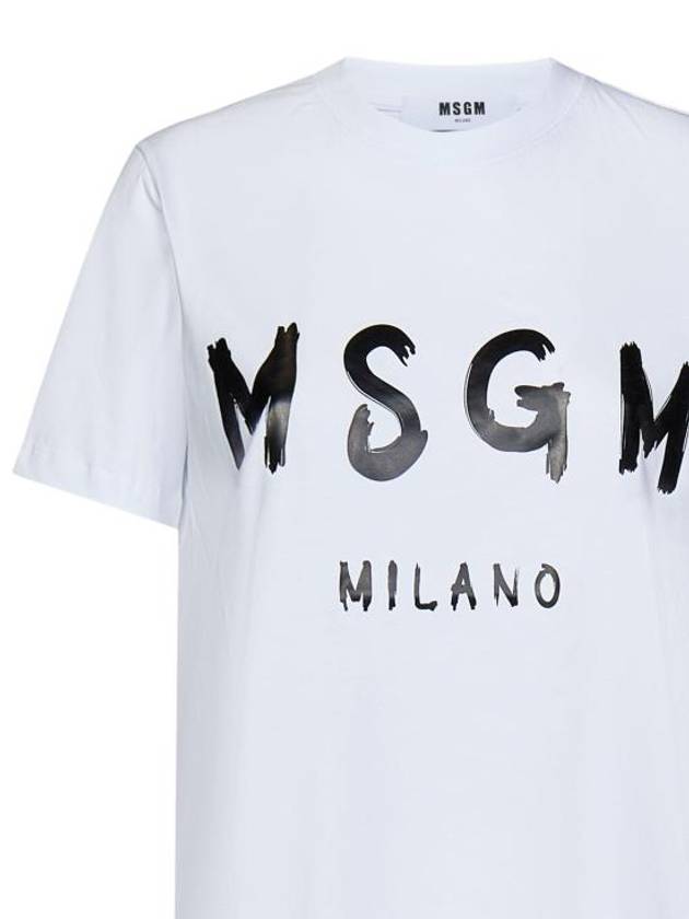 Brushed Logo Short Sleeve T-Shirt White - MSGM - BALAAN 4