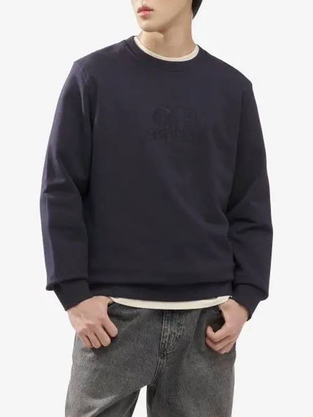 Embroidered Logo Jersey Fleece Sweatshirt Navy - CP COMPANY - BALAAN 2