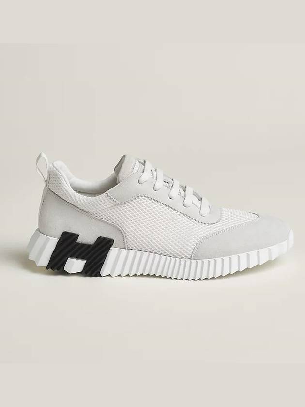 Graphic Mesh Suede Low Top Sneakers Blanc - HERMES - BALAAN 4