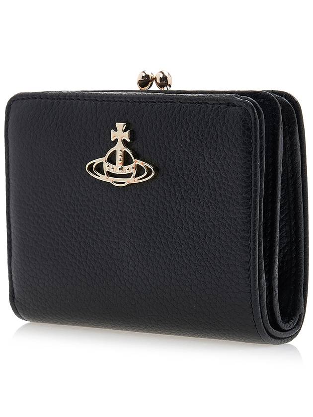 Grain Leather Frame Half Wallet Black - VIVIENNE WESTWOOD - BALAAN 3