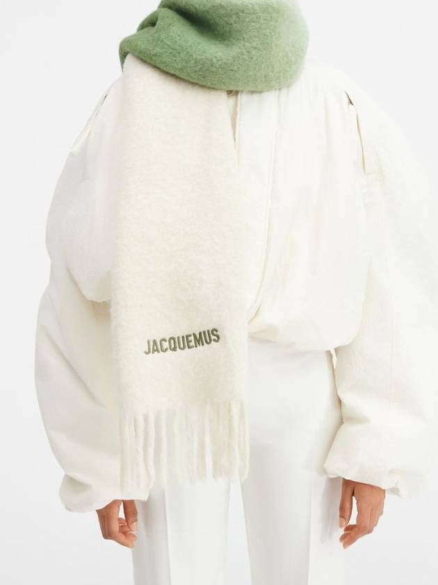 L'echarpe Moisson Embroidered Logo Alpaca Wool Muffler Khaki - JACQUEMUS - BALAAN 4