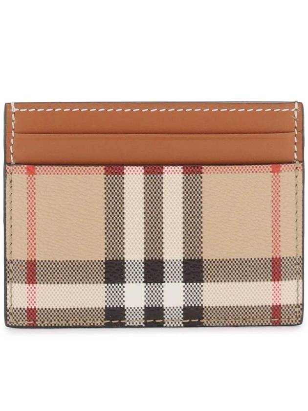 Check Print Leather Card Holder Beige - BURBERRY - BALAAN 1