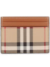 Check Print Leather Card Holder Beige - BURBERRY - BALAAN 1