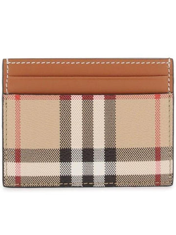 Check Print Leather Card Holder Beige - BURBERRY - BALAAN 1