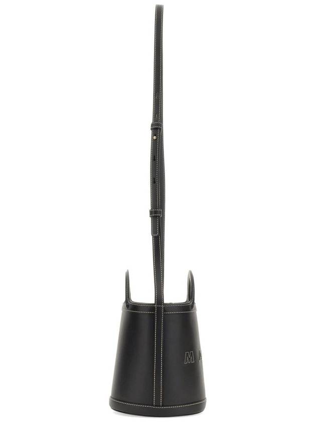 Tropicalia Leather Small Bucket Bag Black - MARNI - BALAAN 4