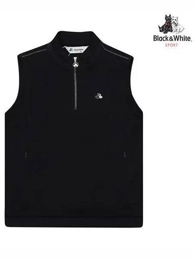 Cushion paper half zip-up vest 9803LZLPDBLUE - BLACK&WHITE - BALAAN 1