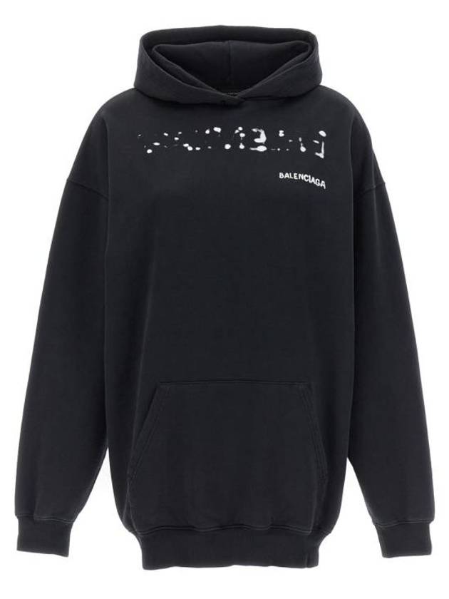 Logo Oversized Cotton Hoodie Black - BALENCIAGA - BALAAN 2