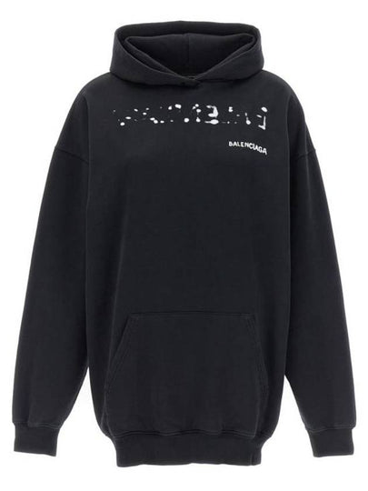 Logo Oversized Cotton Hoodie Black - BALENCIAGA - BALAAN 2