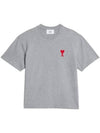 Heart Logo Cotton Jersey Short Sleeve T-Shirt Grey - AMI - BALAAN 1